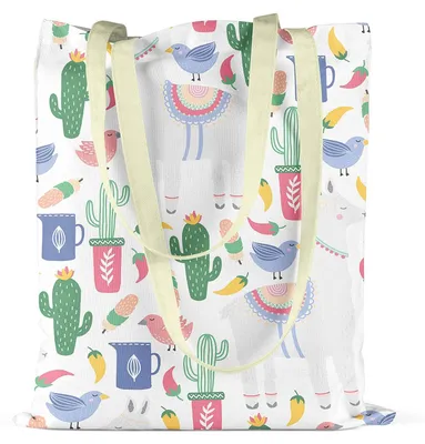 Productafbeelding van Bedrukte Canvas Tote Bag - Herbruikbare Boodschappentas - Wasbaar - 34x40 cm - Meerkleurig