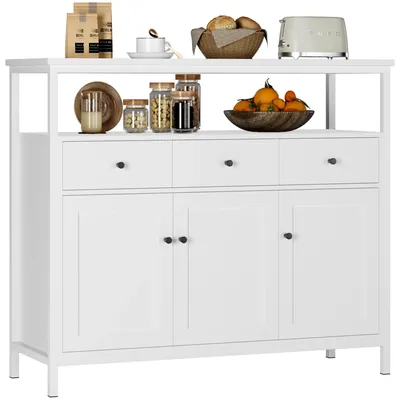 Zdjęcie produktu dla Bufet – Komoda – Szafka do przechowywania – Komoda – Biała komoda – 108x38x98,5 cm – Półki regulowane