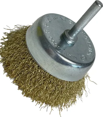 Produktbild von VaGo 3x Topfbürsten 75 mm Messingbeschichtet Drahtbürsten mit Schaft