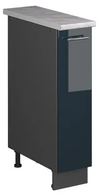 Image de Meuble de cuisine Vicco Fame-Line Bleu foncé brillant/Anthracite 20cm, PT Marbre, Model 62104