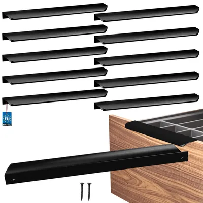 Image de KOTARBAU® Lot de 10 poignées de meubles, poignées d'armoire 276 mm, noir mat ZnAl, poignées à visser par l'arrière, poignées de chant, poignées de tiroir, cuisine moderne