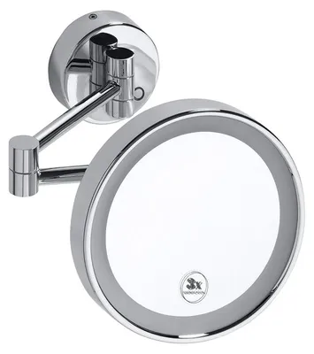 Zdjęcie produktu dla Lustro kosmetyczne Bemeta z oświetleniem LED, średnica 200 mm, 3-krotne powiększenie, chrom