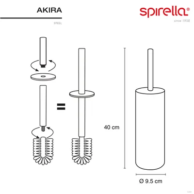 Zdjęcie produktu dla Spirella Akira, Szczotki toaletowe i uchwyty, Czarny, Stal, 95 mm, 95 mm, 400 mm