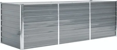 A long, gray, metal storage unit with three doors.