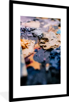 Produktbild von MuchoWow® Gerahmtes Poster Abgeblätterte Ölfarbe 60x90 cm - Poster mit Schwarzem Bilderrahmen Wandposter Rahmen Foto Bilder - Dekoration - Wandposter Wohnzimmer - Hochwertig