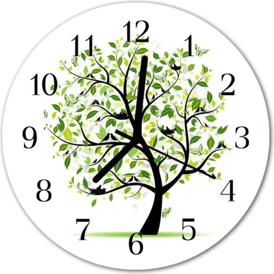 Produktbild von Glasuhr Wanduhr Küchenuhr Echt-Glas 30fi cm Baum mehrfarbig