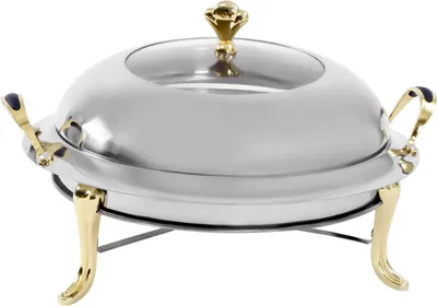 Produktbild von Buffetwärmer - Runde Chafing Dish - Edelstahl - 28 cm Durchmesser - 3 L Fassungsvermögen - Mit Deckel und Brennstoffbehälter - Silber