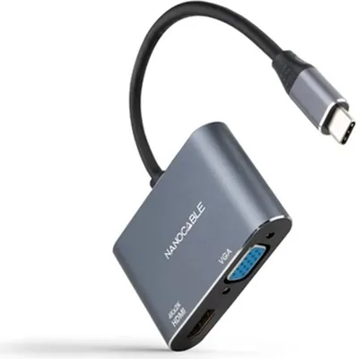 Produktbild von Usb-c konverter A Hdmi/vga 4k Grau Nanocable 10.16.4303