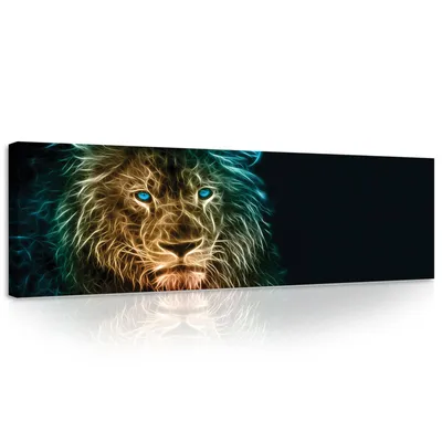 Produktbild von Leinwandbilder Abstrakt schwarz Löwe 145x45 cm Modern Panorama XXL Canvas Bilder Leinwandbild Leinwand Bilder Schlafzimmer Wohnzimmer Wandbilder Kunstdruck Wand Bild auf Leinwand Aufhängefertig