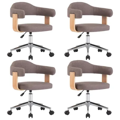 Image de vidaXL Chaise de salle à manger pivotante 4 pcs. Taupe Bois courbé et tissu
