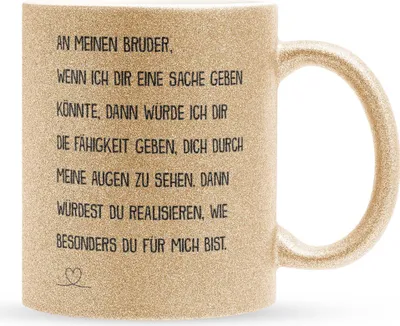 Produktbild von 22Feels Glitzertasse Gold Bruder Geschenk Geburtstag Weihnachten Geschwister Jungs Männer Haferl Teenager Bruderherz Geschenkidee Bürotasse