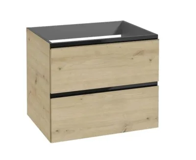 Produktbild von Badezimmer-Wandschrank unter Waschbecken 60x50x46cm Eiche artisan mit schwarzem Modus