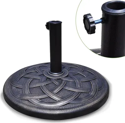 Produktbild von KOMFOTTEU Runder Sonnenschirmständer aus Harz, Schirmständer für Schirmstöcke 38/48 mm, Balkonschirmständer 19 kg, Marktschirmständer