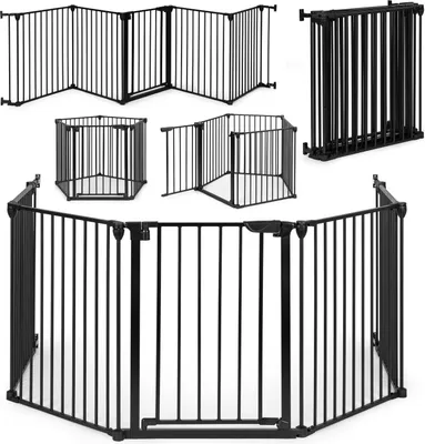 Produktbild von Laufgitter-Schutzgitter für Kinder und Haustiere, 5 Paneele, 60 cm, Metall, schwarz, ECOTOYS