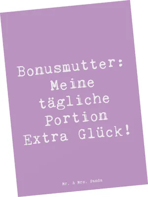 Produktbild von Mr. & Mrs. Panda Postkarte Spruch Bonusmutter Glück - Lavendeltraum - Geschenk, Ansichtskarten, Grußkarte, Elternteil, handgemacht, Familie, bildkarte, Bindung, Freude