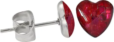 Produktbild von Chirurgenstahl Ohrstecker mit Mosaik Herz Farbe - Rot