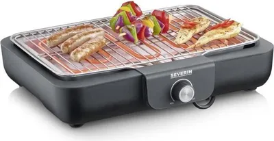 Zdjęcie produktu dla Elektryczny grill SEVERIN PG8554, powierzchnia grillowania 37x29 cm, regulowany termostat, 2300W, do użytku wewnątrz i na zewnątrz