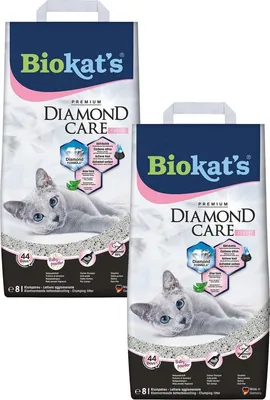 Productafbeelding van Biokat's Diamond Care Fresh Aloe Vera Geur - Kattenbakvulling - 2 x 8 l