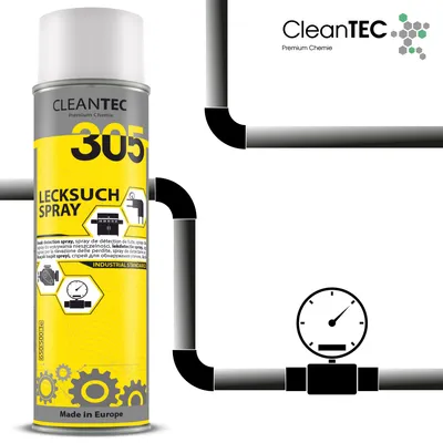 Produktbild von CleanTEC 305 Lecksuchspray Gas Druckluft Lecksucher Leckfinder Prüfspray 500 ml
