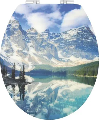 Produktbild von Sanwood WC Sitz Absenkautomatik Klodeckel Toiletten Deckel Klo Brille 3D Optik ROCKY MOUNTAINS