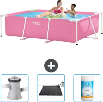 Immagine prodotto di Piscina Intex con struttura rettangolare - 220 x 150 x 60 cm - Rosa - In dotazione Pompa filtro per piscina - Tappetino solare - Cloro