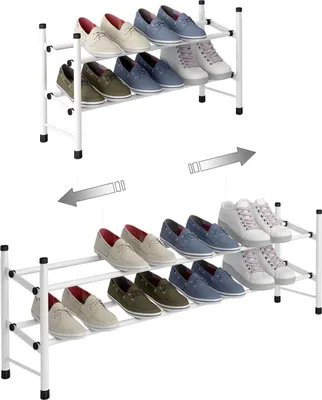 Produktbild von TZAMLI Ausziehbares Schuhregal für 12 Paar Schuhe Weiß 2 Ebenen
