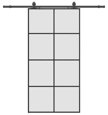 Image de vidaXL Porte coulissante avec ferrure noire 102,5x205 cm verre ESG
