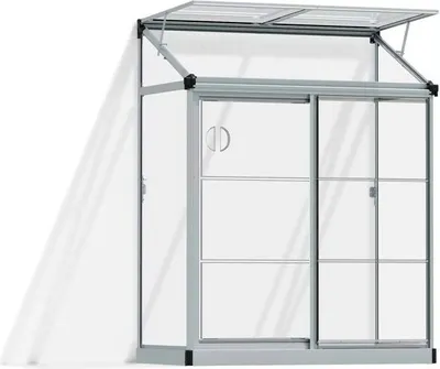 Produktbild von Palram - Canopia Kunststoff Aluminium Anlehngewächshaus Lean to grow 42 silber klar 121x62x160 cm