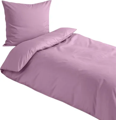 Produktbild von Traumschlaf Uni Mako-Satin Bettwäsche 135x200 cm + 80x80 cm mauve