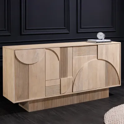 Produktbild von riess-ambiente Design Sideboard ART DECO 170cm weiß gekälkt Mangoholz massiv 3D-Front Kommode Schrank Anrichte