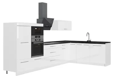 Image de Cuisine en angle Vicco Fame-Line Blanc Haute brillance/Blanc 347 x 207 cm, PT Anthracite, Model 63645