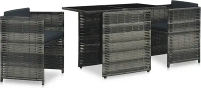 Obrázek produktu pro vidaXL 3dílná bistro souprava s polštáři Poly Rattan Grey