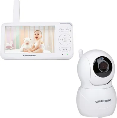 Produktbild von GRUNDIG Video Babyphone Farbbildschirm 5 Zoll weiß Nachtsicht Kamera Zoom Talkback Temperatur