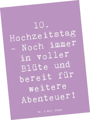 Produktbild von Mr. & Mrs. Panda Postkarte Spruch 10. Hochzeitstag Rosenhochzeit - Lavendeltraum - Geschenk, Fotokarte, Postkarten, Abenteuer, kunstkarte, Geschenke, Heirat, Heiraten