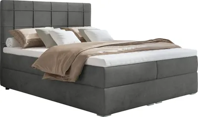Produktbild von Bari 3 Boxspringbett 120x200, boxspringbett bett mit bettkasten, Bonell-Matratze and Topper, Doppelbett, Grau