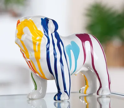 Zdjęcie produktu dla Gilde Figur, Bulldogge, "Colori", Keramik, weiß, VE 2, L. 10 cm, B. 22 cm, H. 16 cm 33211 4063387332115