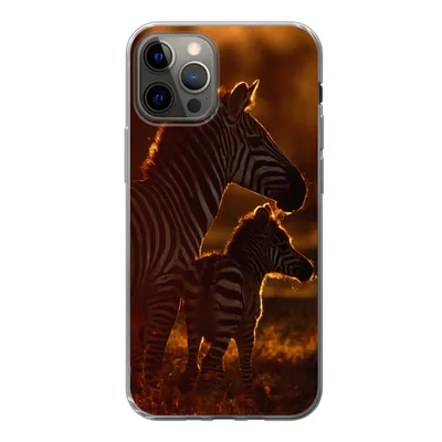 Produktbild von MuchoWow® Handyhülle Schutzhülle Hülle für iPhone 13 Pro Zebra - Sonne - Fohlen Silikon Softcase Handy Hülle - Handy-Tasche