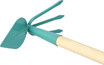 Zdjęcie produktu dla KOTARBAU® Podwójna motyka do lisci z 3 zebami Motyka ogrodowa z drewnianym trzonkiem 136 cm