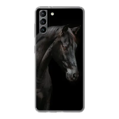 Produktbild von MuchoWow® Handyhülle Schutzhülle Hülle für Samsung Galaxy S21 Plus Pferd - Tiere - Schwarz - Porträt Silikon Softcase Handy Hülle - Handy-Tasche