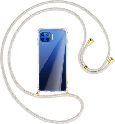 Produktbild von Handykette Backcover-Schutzhülle mit Band (Metall goldfarben) für Motorola Moto G 5G Plus - broken white