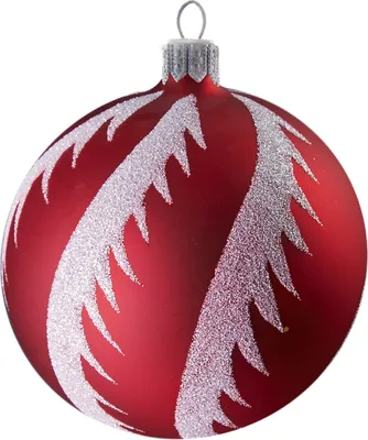 Produktbild von Rote Weihnachtskugel mit Schneewirbel Dekor
