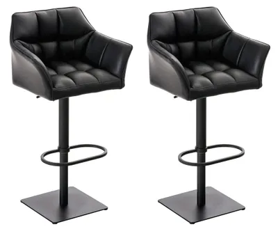Produktbild von CLP 2er Set Barhocker Damaso Kunstleder drehbar und höhenverstellbar schwarz Gestell Farbe schwarz