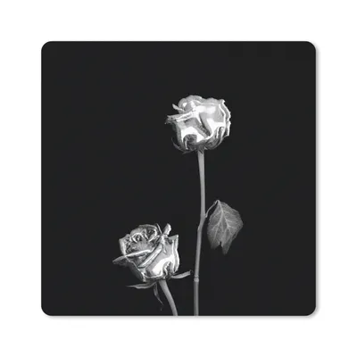 Produktbild von MuchoWow® Mauspad Mousepad Rosen - Blumen - Schwarz - Weiß 20x20 cm - Mousepads - Maus Mat - Pad - Mausunterlage - Desk Mat - Bureauartikeln
