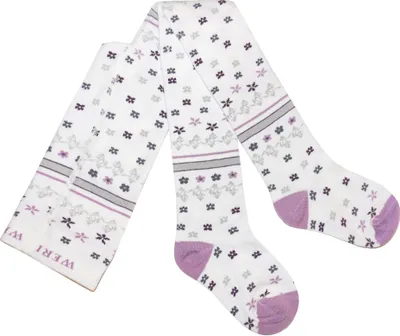 Produktbild von Kinderstrumpfhosen für Mädchen aus Baumwolle Kleine Blüten Creme Größe 92-98