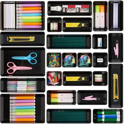 Image de Organisateur de bac en plastique, noir, 25 pièces