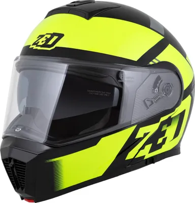 Produktbild von Flip Up Helm Schutzhelm Rollerhelm Quadhelm ZED F19 black yellow fluo Größe XL