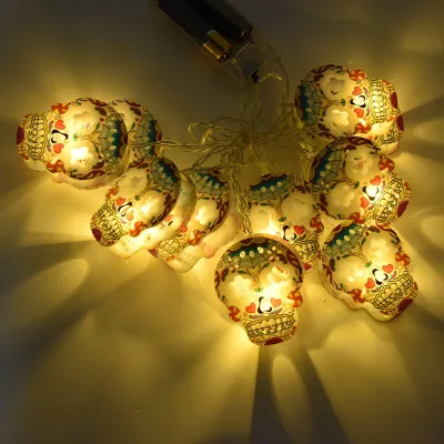 Halloween-Lichterkette, 10 LED Totenkopf, batteriebetrieben, 125 cm