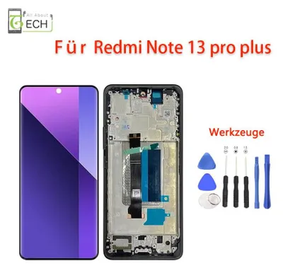 Produktbild von Für Xiaomi Redmi Note 13 Pro Plus 5G 23090RA98C LCD Display mit Rahmen