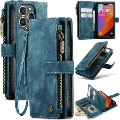 Produktbild von iPhone 16 Pro Hülle - CaseMe C30 Klapphülle mit Brieftasche - Blau