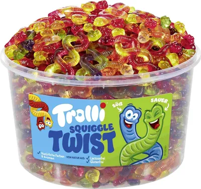 Produktbild von Trolli Squiggle Twist süss und sauer verschlungene Würmer 1200g